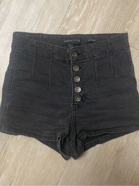 Kendall & Kylie Black High-Waist Button Front Denim Shorts